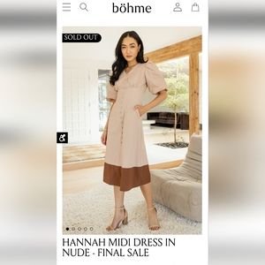 SOLD Bohme Hannah Midi Dress Nude Size Large
